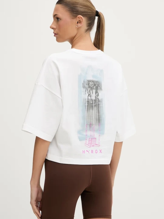 Zdjęcie produktu Puma t-shirt treningowy damski bawełniany Lifestyle HYROX beżowy