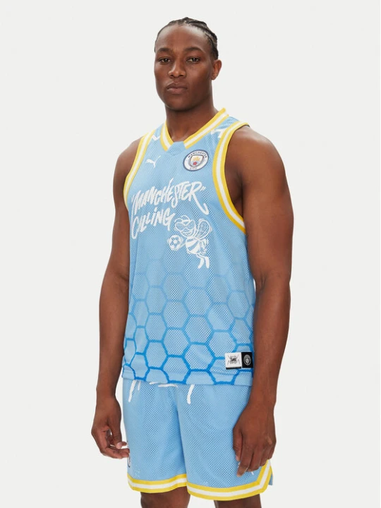 Zdjęcie produktu Puma Tank top Hoops Manchester City 631693 Błękitny Regular Fit Niebieski jasny