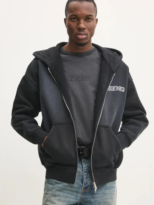 Zdjęcie produktu PURPLE BRAND bluza bawełniana HWT FLEECE ZIP FRONT HOODY szary