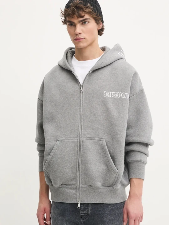 Zdjęcie produktu PURPLE BRAND bluza bawełniana HWT FLEECE ZIP FRONT HOODY szary
