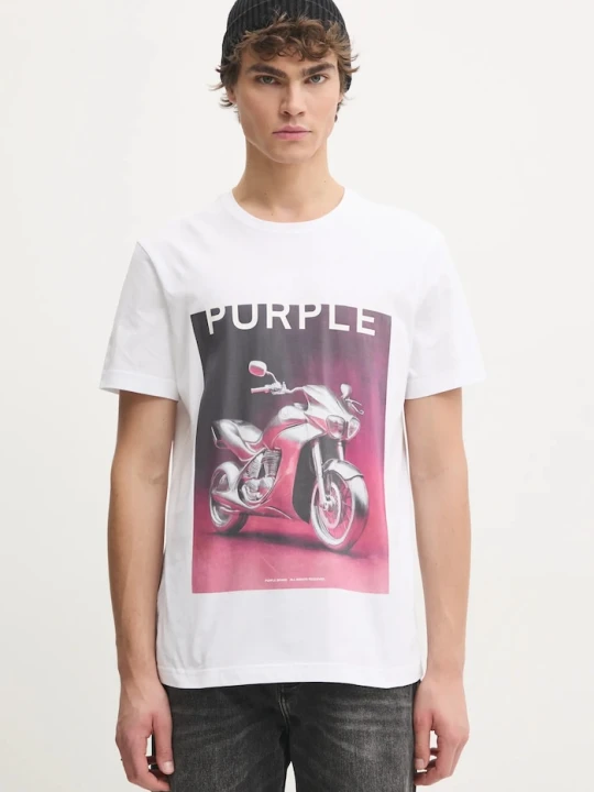 Zdjęcie produktu PURPLE BRAND t-shirt bawełniany CLEAN JERSEY SS TEE biały