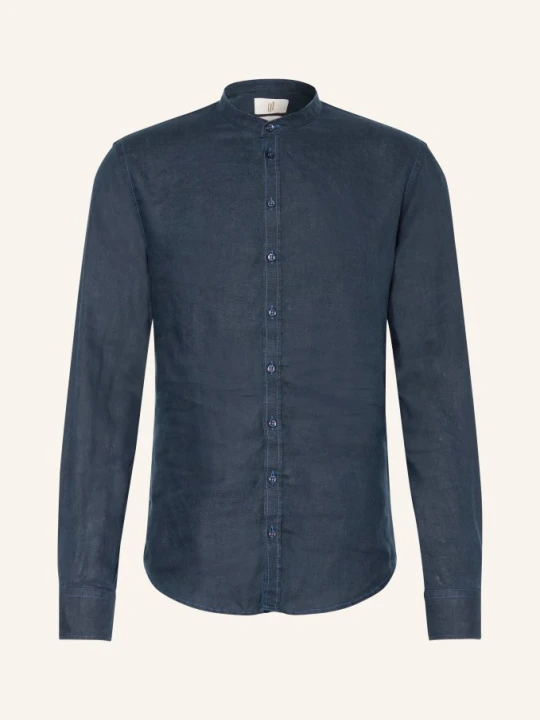 Zdjęcie produktu q1 Manufaktur Lniana Koszula O Kroju Slim Relaxed Fit Z Kołnierzem Stójką blau GRANATOWY