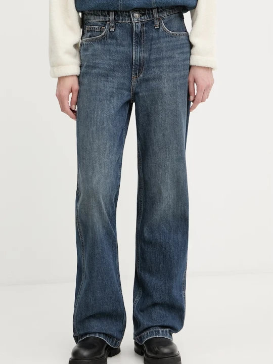 Zdjęcie produktu rag & bone jeansy wide leg damskie Logan niebieski