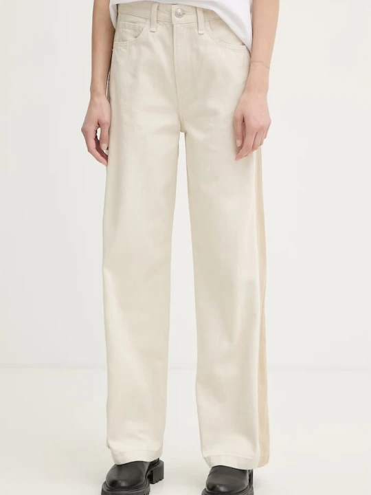 Zdjęcie produktu rag & bone jeansy wide leg damskie Logan beżowy