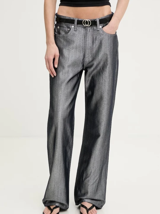 Zdjęcie produktu rag & bone jeansy wide leg damskie Logan granatowy