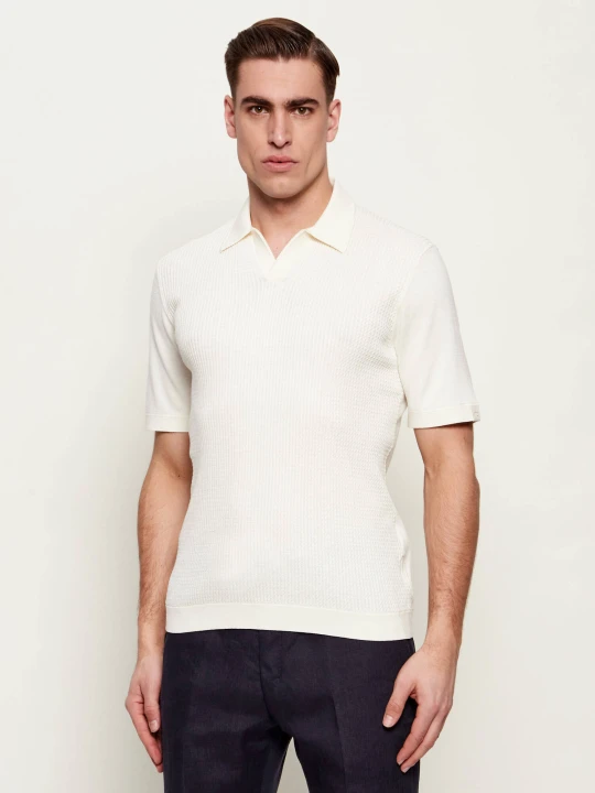 Zdjęcie produktu Rag&Bone Jedwabne polo JOHNNY | Slim Fit rag & bone ecru