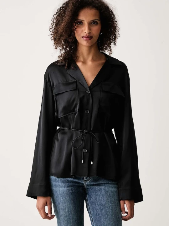 Zdjęcie produktu rag & bone koszula damska jedwabna Sonny czarny