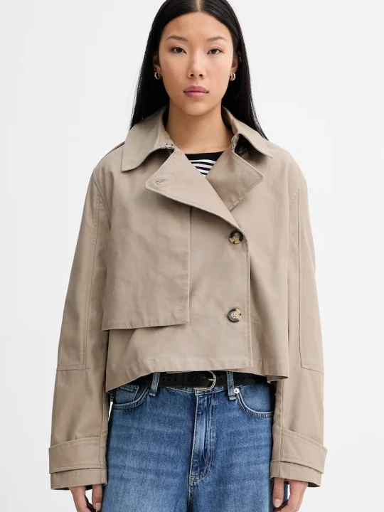 Zdjęcie produktu rag & bone krótki trencz damski bawełniany Jamie brązowy