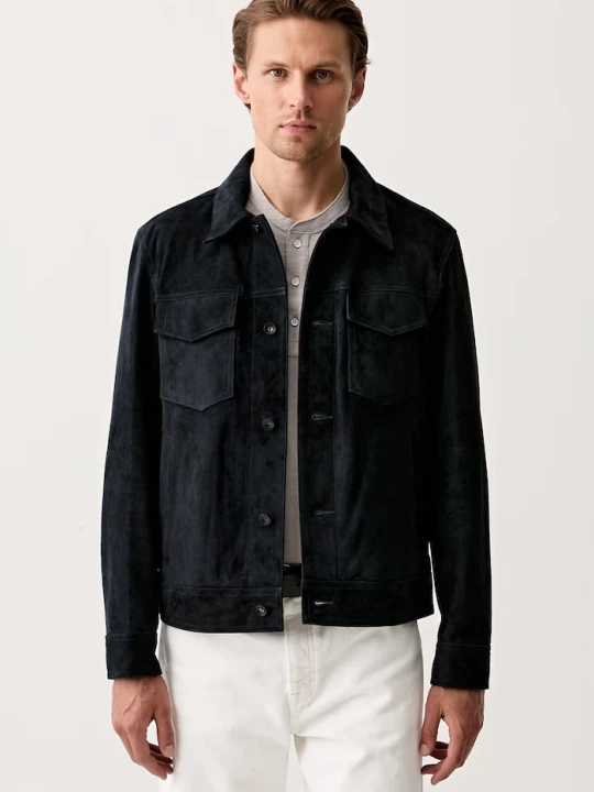 Zdjęcie produktu rag & bone kurtka przejściowa męska zamszowa granatowy