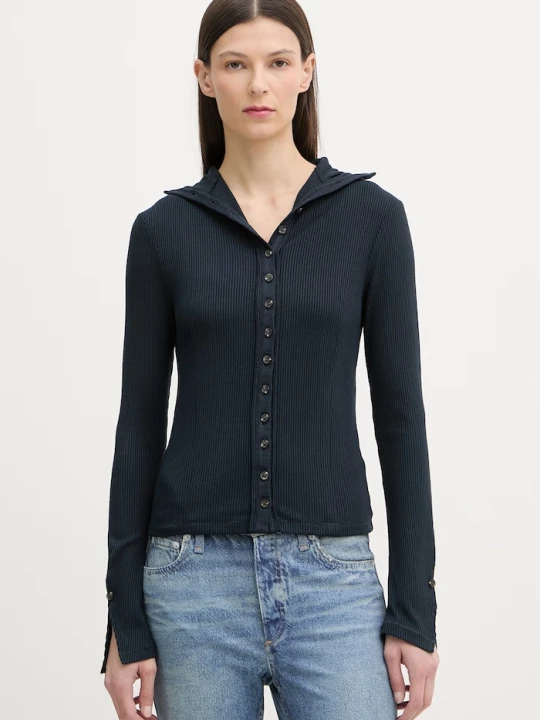 Zdjęcie produktu Rag & Bone longsleeve damski z wiskozy granatowy