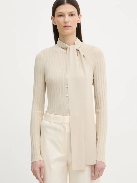 Zdjęcie produktu rag & bone longsleeve damski z wiskozy Giana beżowy