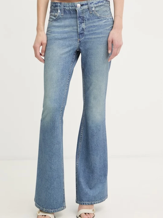 Zdjęcie produktu rag & bone spodnie dzwony damskie z wiskozy Miramar Dhalia niebieski