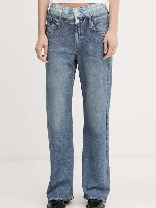 Zdjęcie produktu rag & bone spodnie wide leg damskie bawełniane Miramar niebieski
