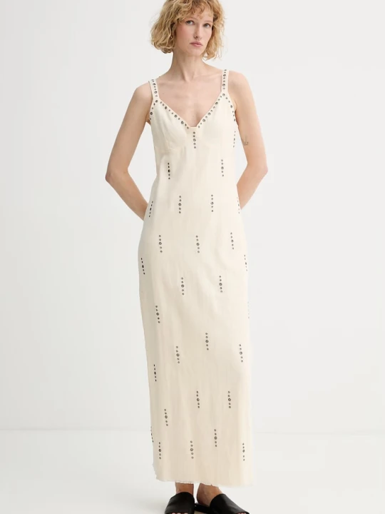 Zdjęcie produktu Rag & Bone sukienka z lnem Aubrey beżowy