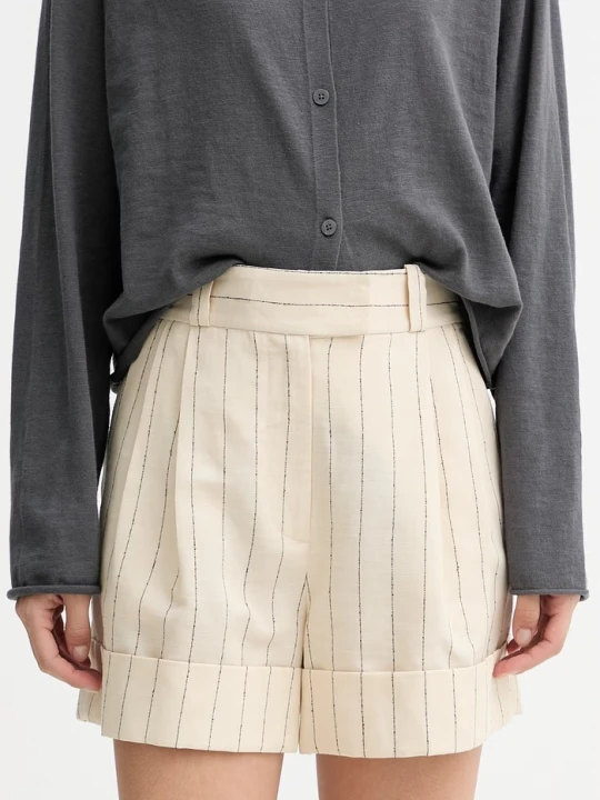 Zdjęcie produktu rag & bone szorty damskie z lnem Neila beżowy