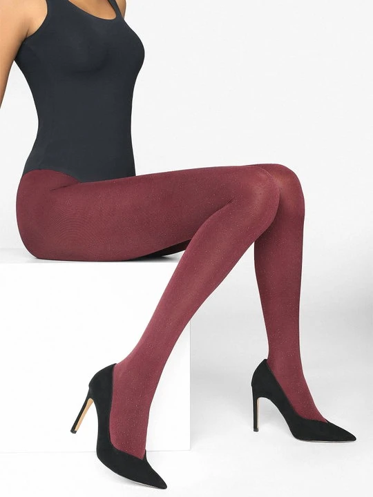 Zdjęcie produktu Rajstopy damskie kryjące z brokatem Shine E57 Burgund Marilyn
