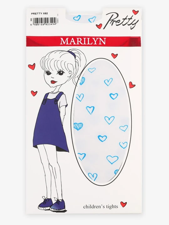 Zdjęcie produktu Rajstopy dziecięce w niebieskie serduszka Pretty X62 Marilyn