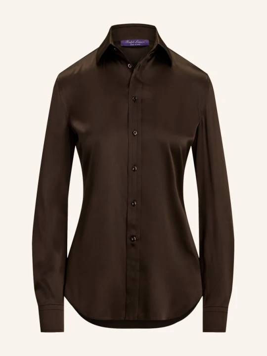 Zdjęcie produktu Ralph Lauren Collection Bluzka Koszulowa Z Jedwabiem braun CIEMNOBRĄZOWY