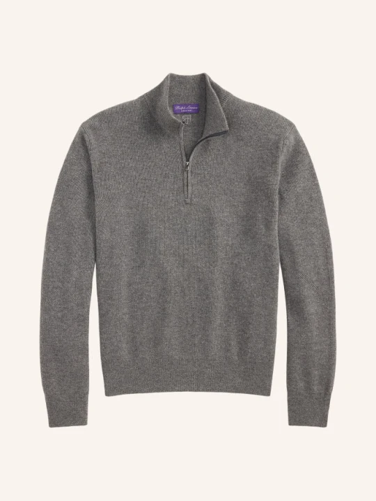 Zdjęcie produktu Ralph Lauren Purple Label Sweter Z Kaszmiru Typu Troyer grau CZIEMNOSZARY