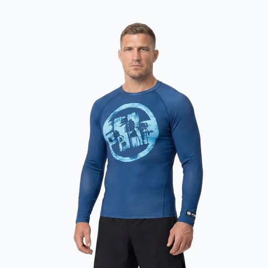 Zdjęcie produktu Rashguard longsleeve męski Pitbull Rashguard Logo Palms blue