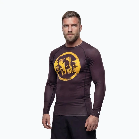 Zdjęcie produktu Rashguard longsleeve męski Pitbull Rashguard Logo Palms brown