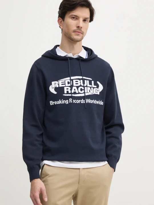 Zdjęcie produktu Red Bull Racing x Pepe Jeans sweter bawełniany INTARSIA HOODY granatowy