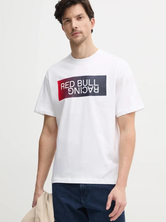Zdjęcie produktu Red Bull Racing x Pepe Jeans t-shirt bawełniany OMBRE LOGO TEE biały