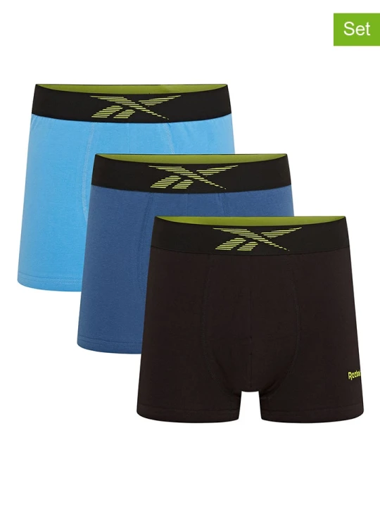 Zdjęcie produktu Reebok Bokserki (3 pary) "Dash" w kolorze niebieskim, turkusowym i czarnym rozmiar: M