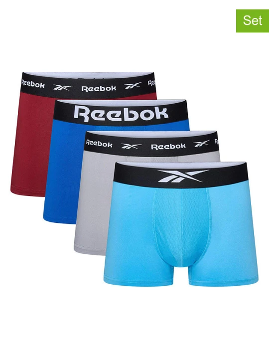 Zdjęcie produktu Reebok Bokserki (4 pary) "Landis" w kolorze czerwono-szaro-błękitnym rozmiar: XL