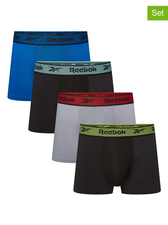 Zdjęcie produktu Reebok Bokserki (4 pary) w kolorze czarnym, szarym i niebieskim rozmiar: S