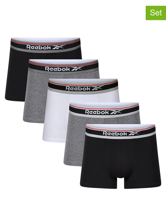 Zdjęcie produktu Reebok Bokserki (5 par) "Jay" w kolorze białym, antracytowym i szarym rozmiar: XL
