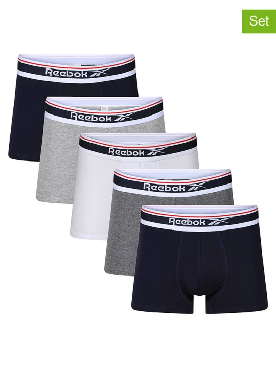 Zdjęcie produktu Reebok Bokserki (5 par) "Jay" w kolorze czarnym, białym i szarym rozmiar: XL