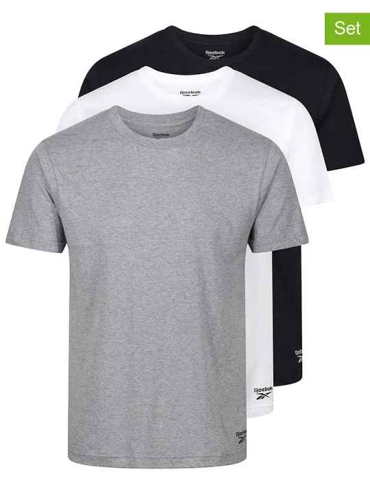 Zdjęcie produktu Reebok Koszulki (3 szt.) "Santo" w kolorze czarnym, białym i szarym rozmiar: M