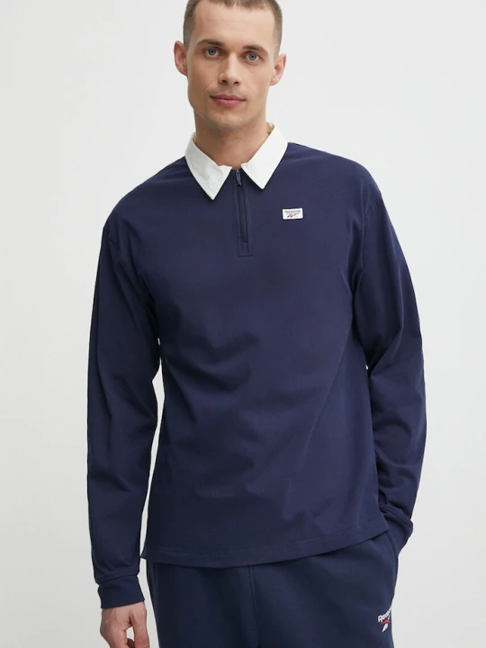 Zdjęcie produktu Reebok longsleeve bawełniany Court Sport granatowy
