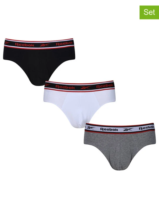 Zdjęcie produktu Reebok Slipy (3 pary) "Chase" w kolorze białym, czarnym i jasnoszarym rozmiar: L