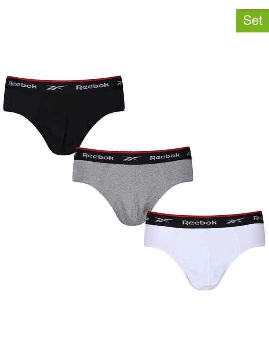 Zdjęcie produktu Reebok Slipy (3 pary) "Wiggins" w kolorze czarnym, szarym i białym rozmiar: XL