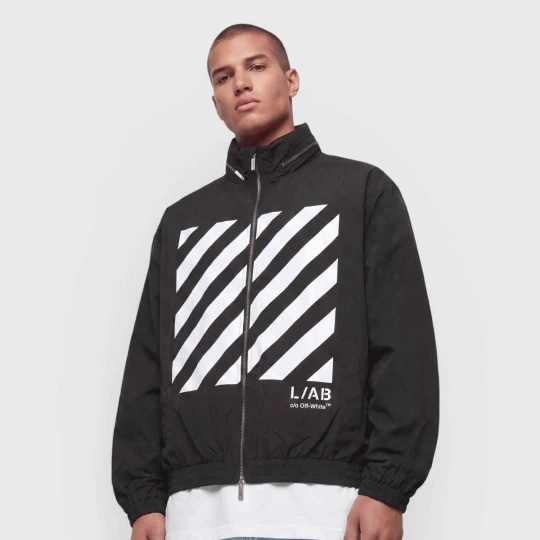 Zdjęcie produktu Reflective Diagonal Windbreaker Jacket Off White czarny