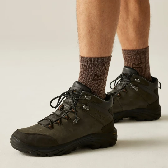 Zdjęcie produktu Regatta Buty męskie trekkingowe skórzane z membraną Burrell Vibram Brązowy