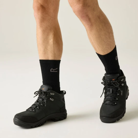 Zdjęcie produktu Regatta Buty męskie trekkingowe skórzane z membraną Burrell Vibram Czarny