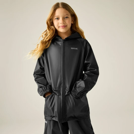 Zdjęcie produktu Regatta Kurtka dziecięca przeciwdeszczowa Stormbreak Czarny