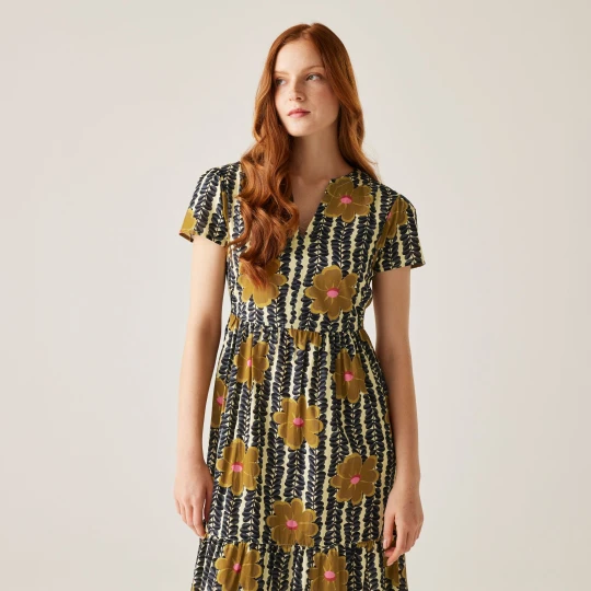 Zdjęcie produktu Regatta Orla Kiely Sukienka damska Tiered Midi Żółty