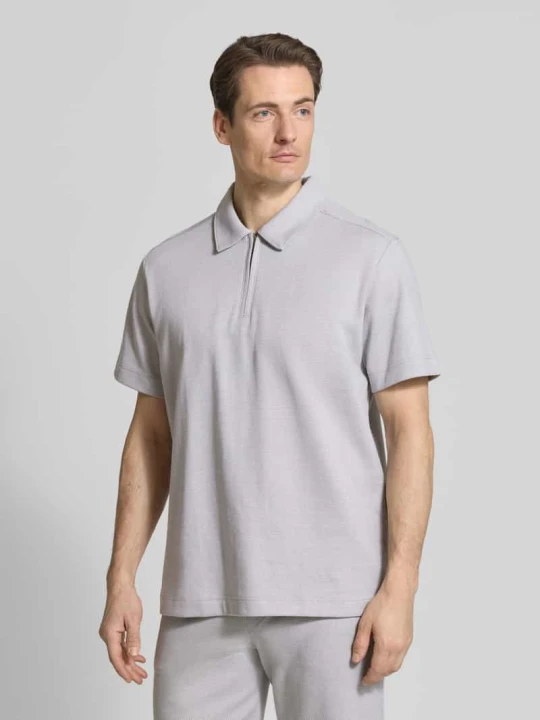 Zdjęcie produktu Regular Fit koszulka polo z zamkiem błyskawicznym Schiesser Jasnoszary