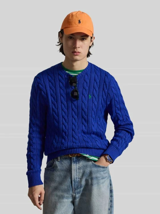 Zdjęcie produktu Regular Fit sweter dzianinowy z czystej bawełny Polo Ralph Lauren Królewski niebieski