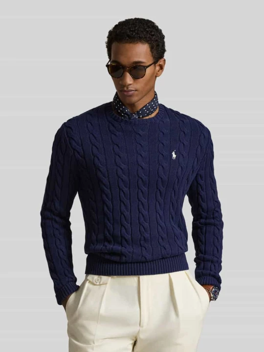 Zdjęcie produktu Regular Fit sweter dzianinowy z czystej bawełny Polo Ralph Lauren Granatowy