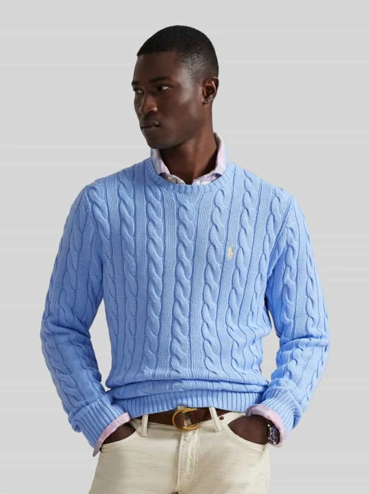 Zdjęcie produktu Regular Fit sweter dzianinowy z czystej bawełny Polo Ralph Lauren Błękitny
