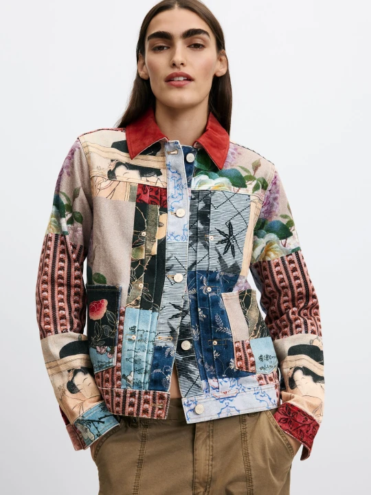 Zdjęcie produktu regularna kurtka patchwork z bawełny Desigual czerwony