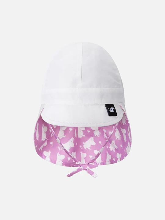 Zdjęcie produktu Reima Dwustronna czapka "Moomin" w kolorze fioletowo-białym z osłoną karku rozmiar: 48-50 cm