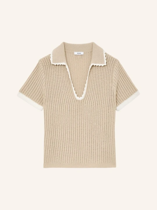 Zdjęcie produktu Reiss Dzianinowa Koszulka Polo Ottilie beige