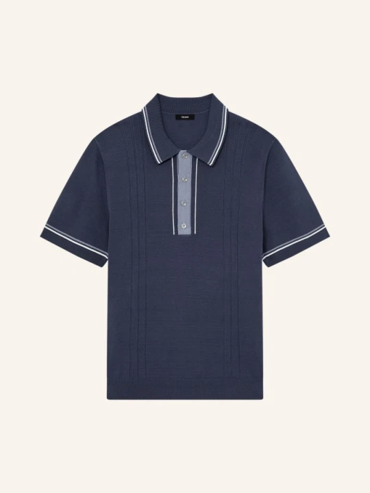 Zdjęcie produktu Reiss Dzianinowa Koszulka Polo Rothwell blau GRANATOWY