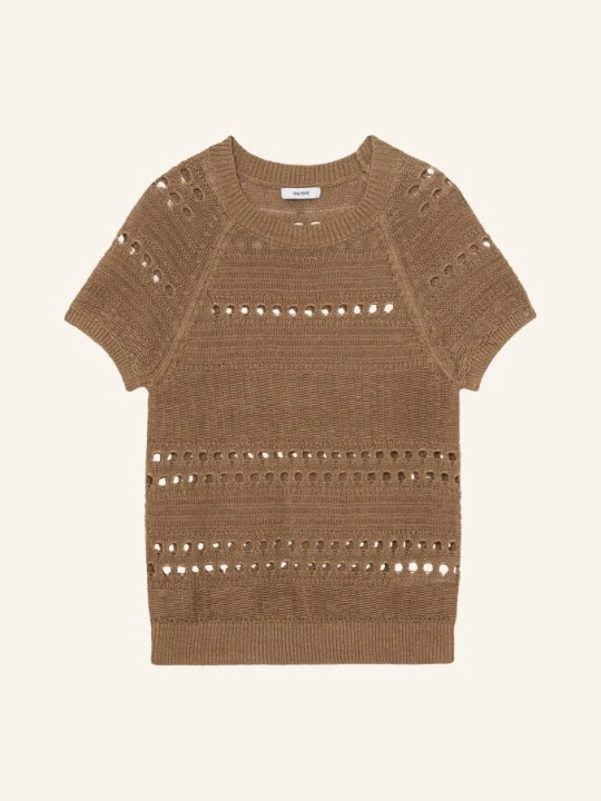 Zdjęcie produktu Reiss Koszulka Z Dzianiny Chloe Z Jedwabiu beige BRĄZOWY